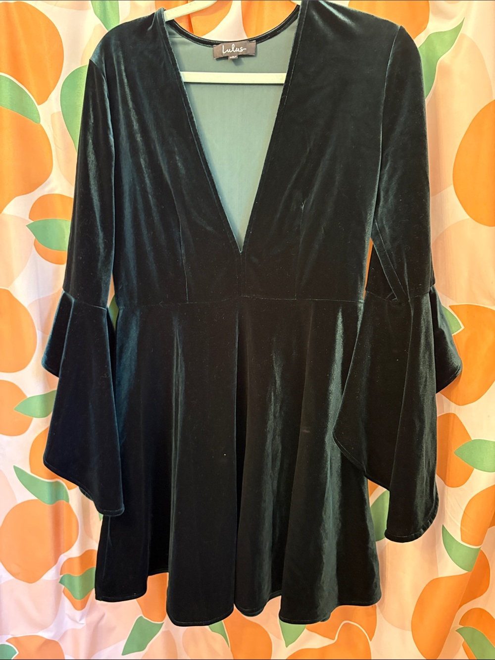 Lulu's Emerald Green Velvet Long Sleeve Dress